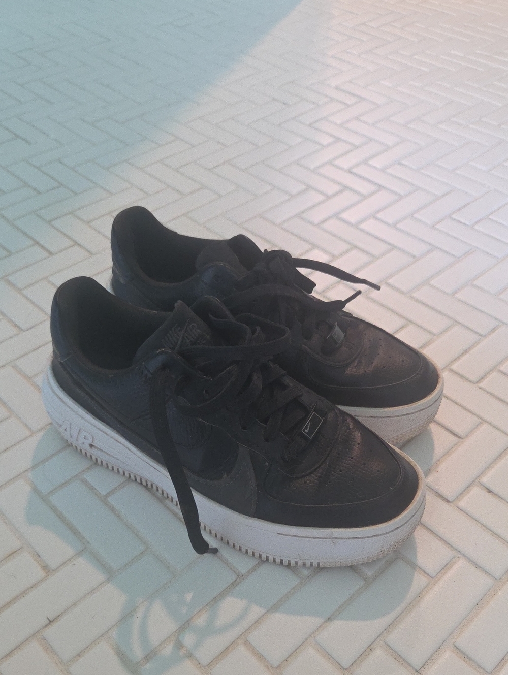 Nike Air Force 1s Platform Black. Size 6.5